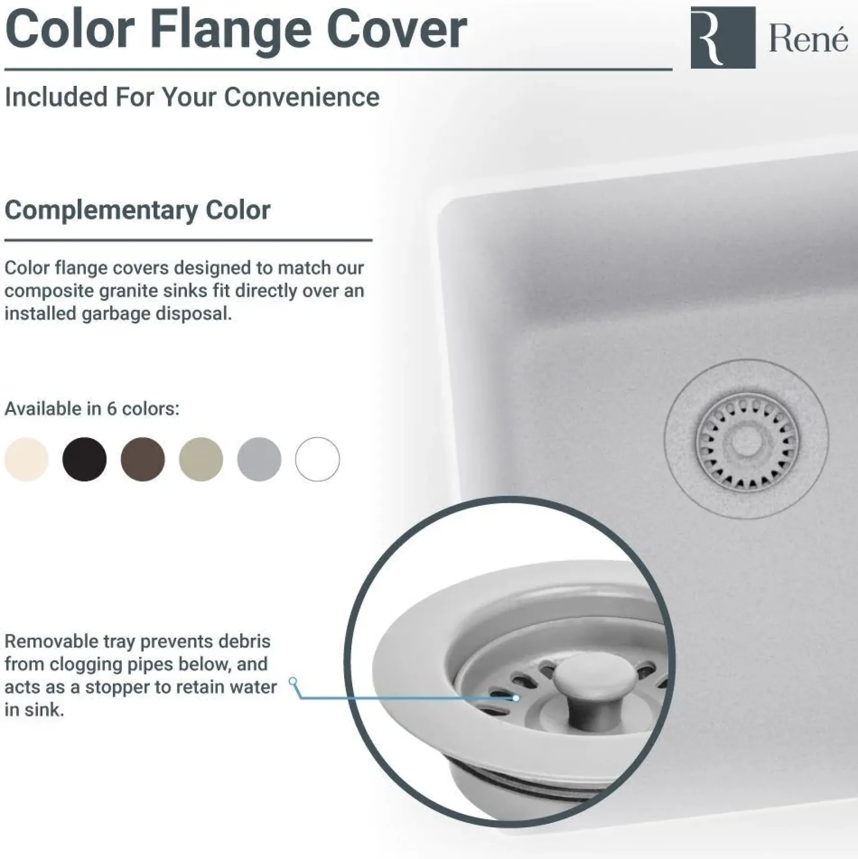 Rene 25" Composite Granite Kitchen Sink, Concrete, R3-2005-CON-ST-CGF