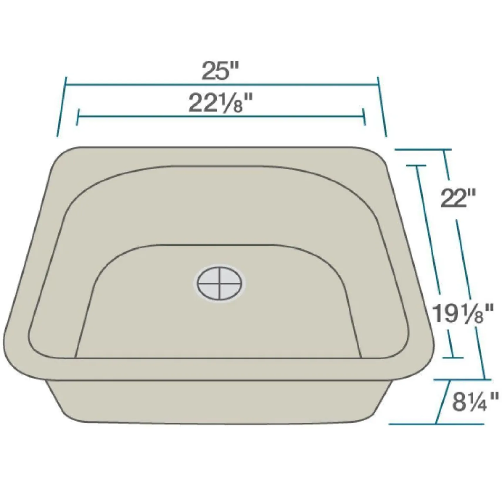 Rene 25" Composite Granite Kitchen Sink, Concrete, R3-2005-CON-ST-CGF