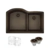 Rene 33" Composite Granite Kitchen Sink, 60/40 Double Bowl, Umber, R3-1008-UMB-ST-CGS