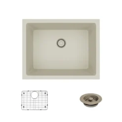 Rene 22" Composite Granite Kitchen Sink, Concrete, R3-1004-CON-ST-CGF