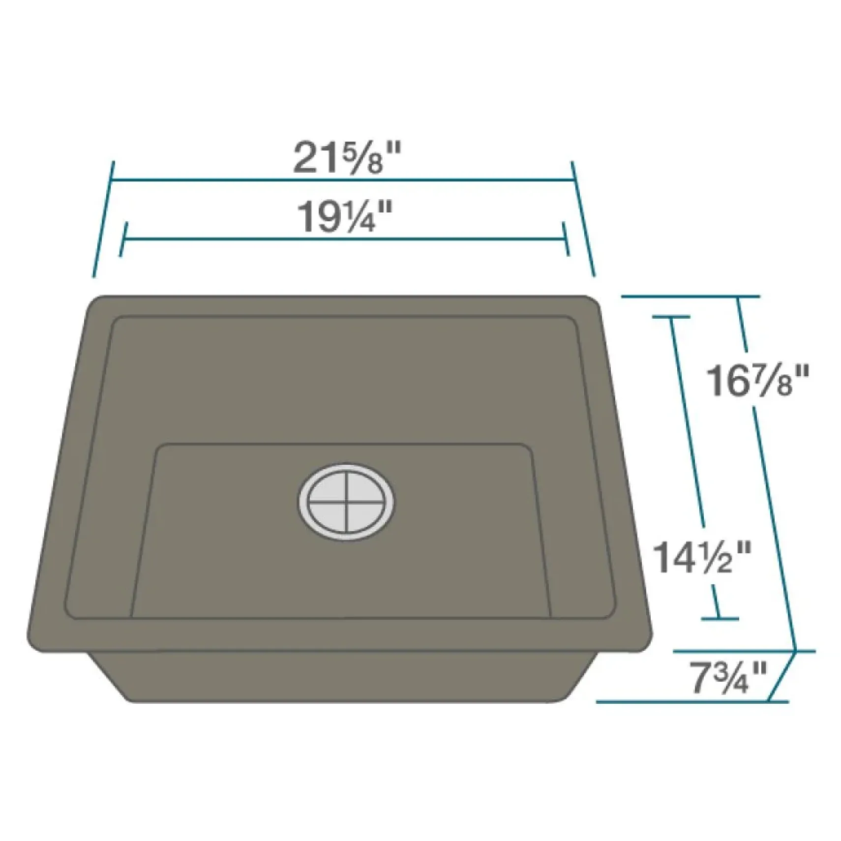 Rene 22" Composite Granite Kitchen Sink, Umber, R3-1004-UMB-ST-CGF