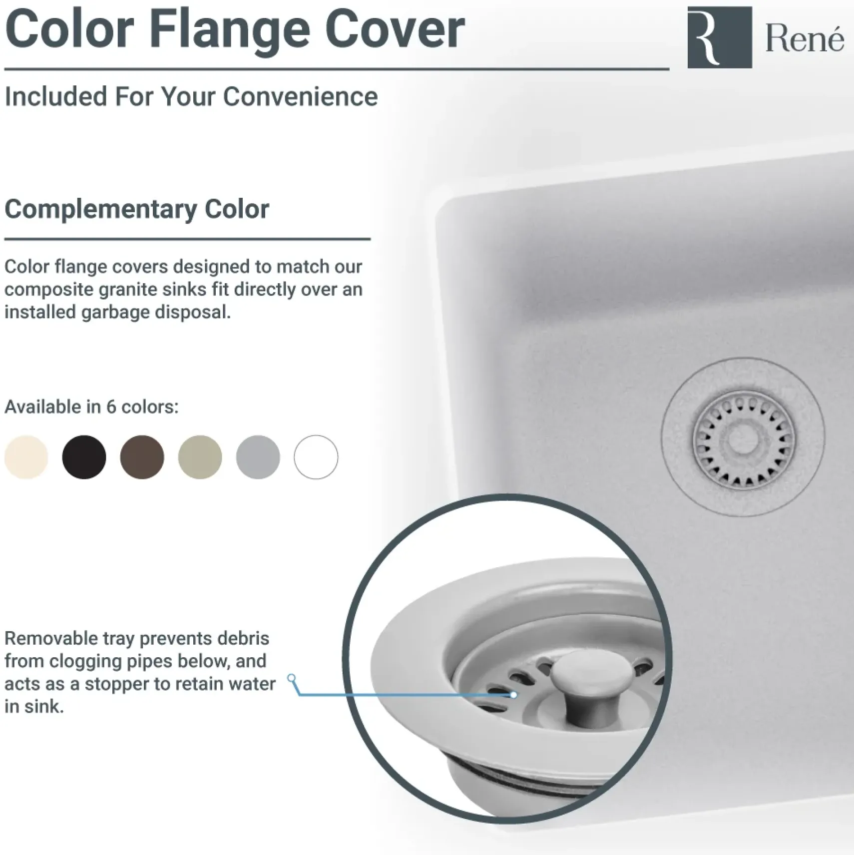 Rene 33" Composite Granite Kitchen Sink, Carbon, R3-2006-CAR-ST-CGF