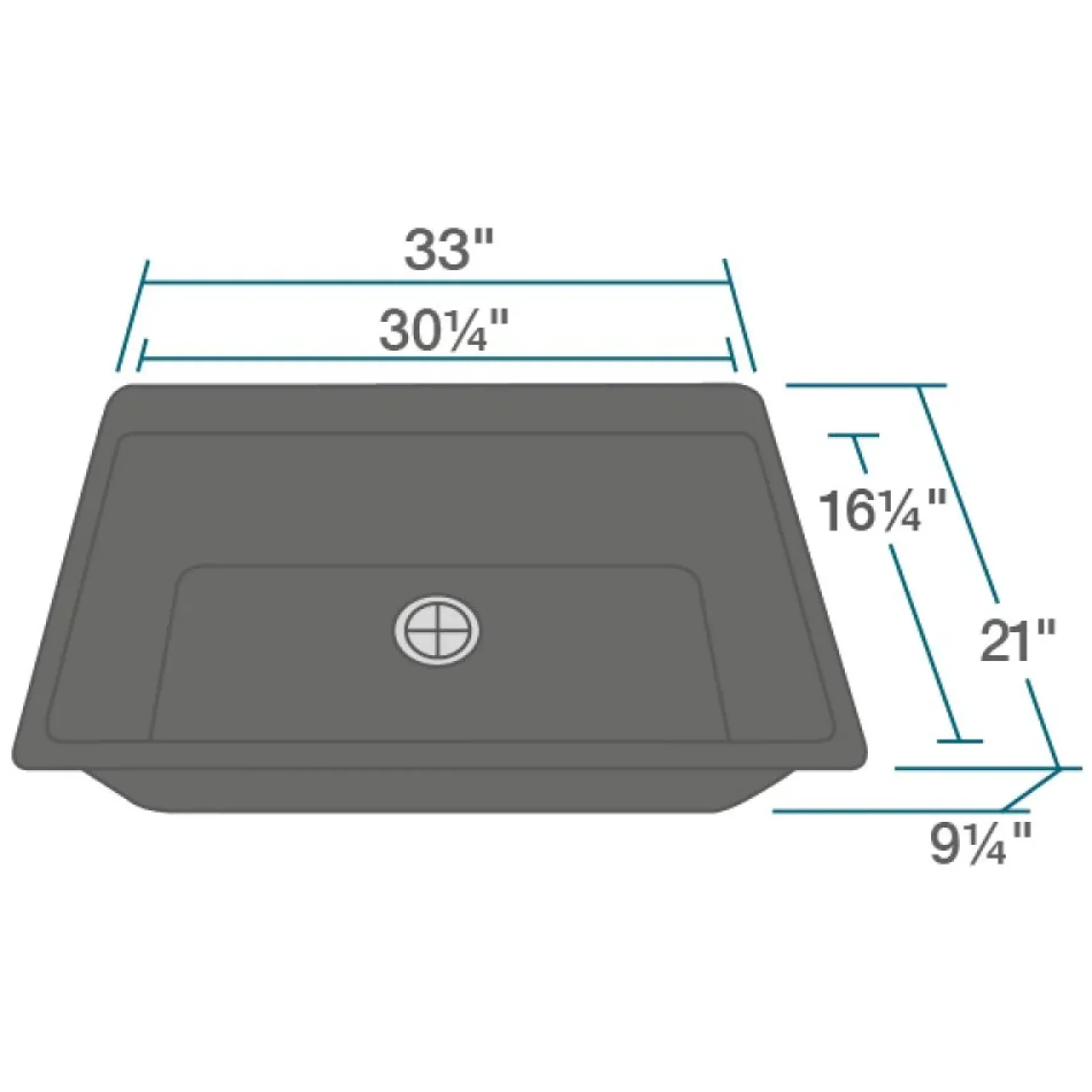 Rene 33" Composite Granite Kitchen Sink, Carbon, R3-2006-CAR-ST-CGF