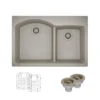 Rene 33" Composite Granite Kitchen Sink, 60/40 Double Bowl, Concrete, R3-2008-CON-ST-CGS