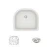 Rene 25" Composite Granite Kitchen Sink, Ivory, R3-1005-IVR-ST-CGF