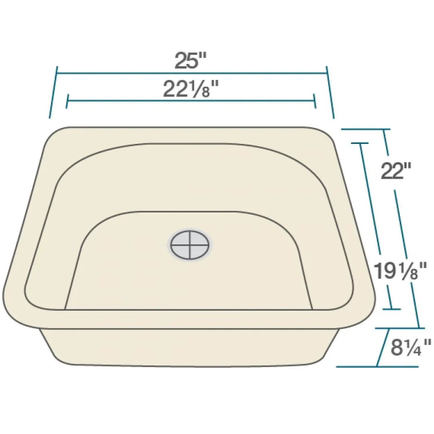 Rene 25" Composite Granite Kitchen Sink, Ecru, R3-2005-ECR-ST-CGS