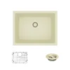 Rene 22" Composite Granite Kitchen Sink, Ecru, R3-1004-ECR-ST-CGF