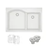 Rene 33" Composite Granite Kitchen Sink, 60/40 Double Bowl, Ivory, R3-2008-IVR-ST-CGS
