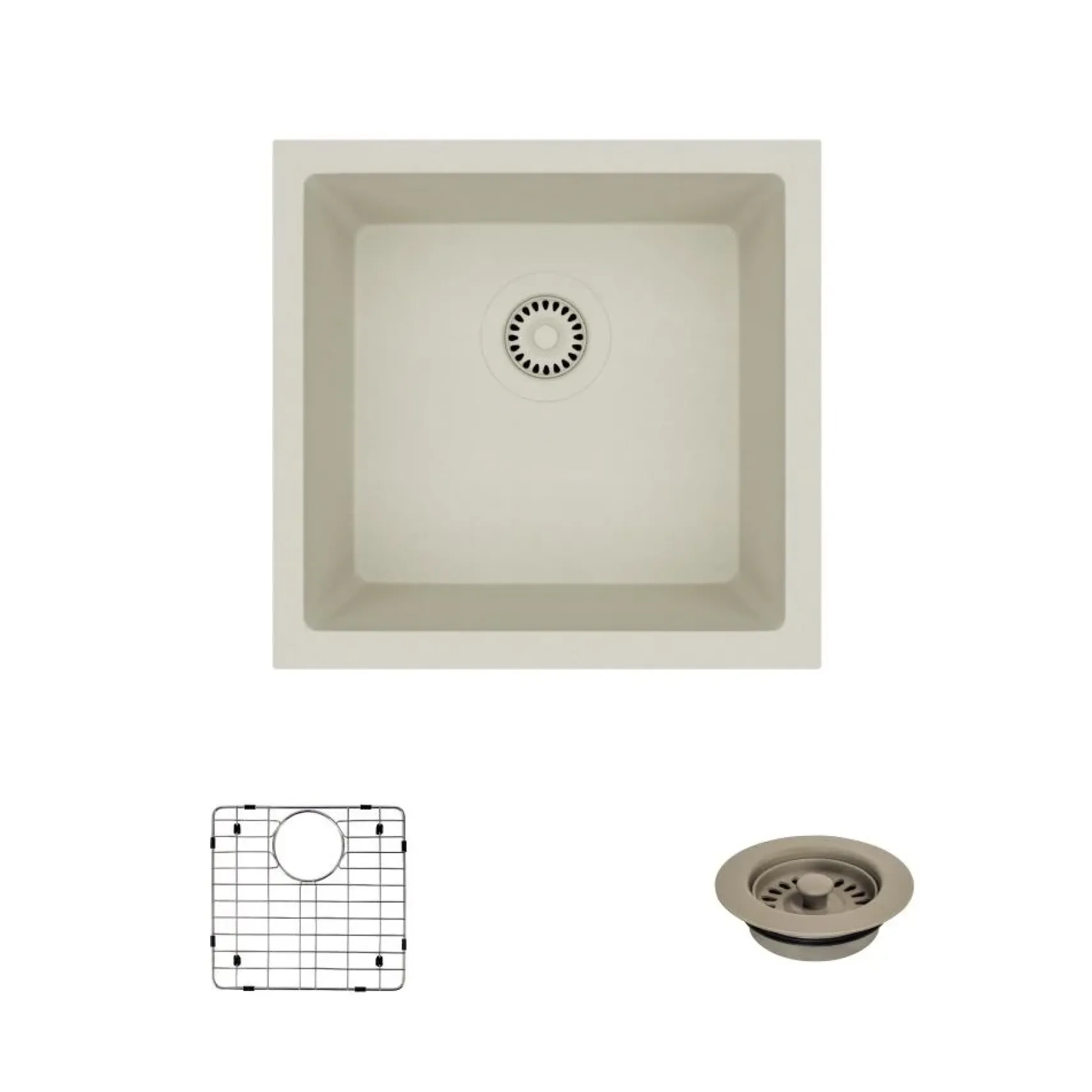 Rene 18" Composite Granite Kitchen Sink, Concrete, R3-1003-CON-ST-CGF