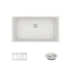 Rene 33" Composite Granite Kitchen Sink, Ivory, R3-1006-IVR-ST-CGF
