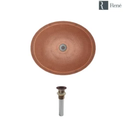 Rene 19" Oval Copper Bathroom Sink, R4-4002-GD-ORB