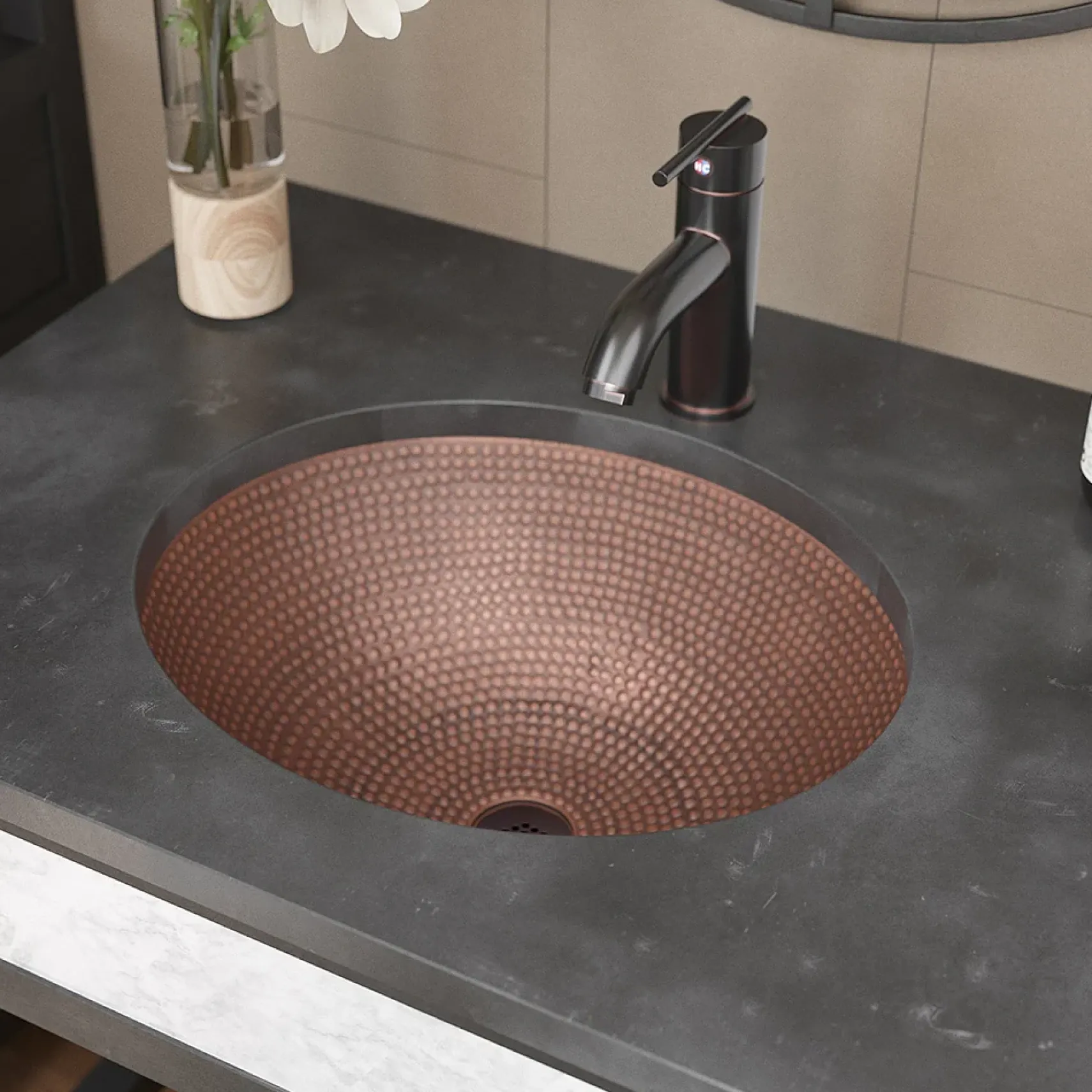Rene 19" Oval Copper Bathroom Sink, R4-4002-GD-ORB
