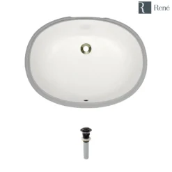 Rene 22" Oval Porcelain Bathroom Sink, Biscuit, R2-1005-B-PUD-ABR