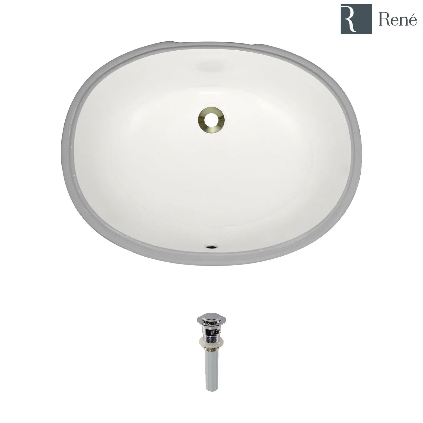 Rene 22" Oval Porcelain Bathroom Sink, Biscuit, R2-1005-B-PUD-C