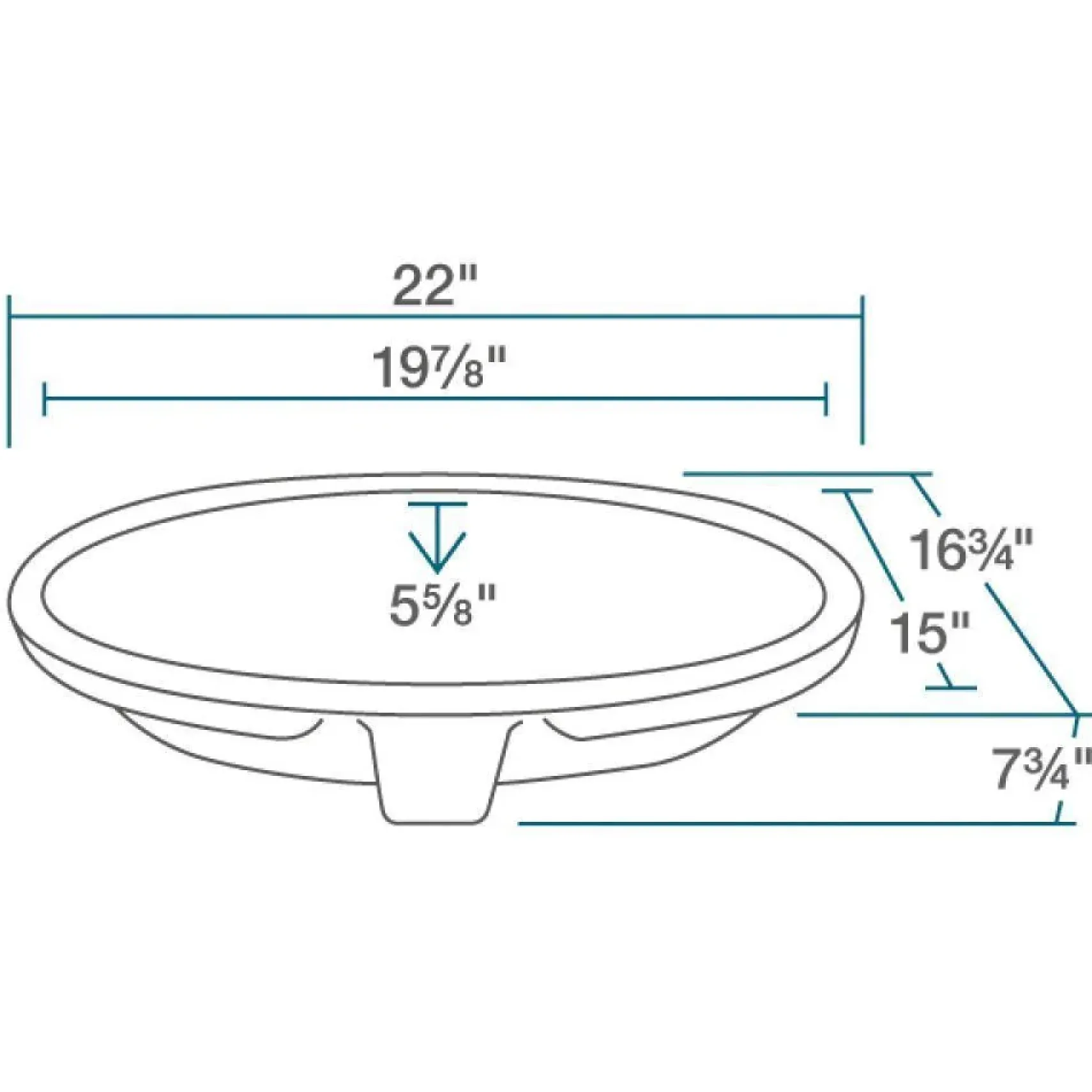 Rene 22" Oval Porcelain Bathroom Sink, Biscuit, R2-1005-B-PUD-C