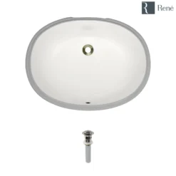 Rene 22" Oval Porcelain Bathroom Sink, Biscuit, R2-1005-B-PUD-BN