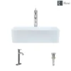 Rene 19" Rectangle Porcelain Bathroom Sink, White, with Faucet, R2-5007-W-R9-7001-C