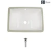 Rene 18" Rectangle Porcelain Bathroom Sink, Biscuit, R2-1007-B-PUD-BN