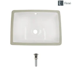 Rene 18" Rectangle Porcelain Bathroom Sink, Biscuit, R2-1007-B-PUD-BN