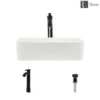 Rene 19" Rectangle Porcelain Bathroom Sink, Biscuit, with Faucet, R2-5007-B-R9-7006-ABR