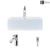 Rene 21" Rectangle Porcelain Bathroom Sink, White, with Faucet, R2-5018-W-R9-7005-C