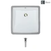 Rene 17" Rectangle Porcelain Bathroom Sink, White, R2-1003-W-PUD-BN