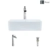 Rene 19" Rectangle Porcelain Bathroom Sink, White, with Faucet, R2-5007-W-R9-7007-C