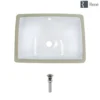 Rene 18" Rectangle Porcelain Bathroom Sink, White, R2-1007-W-PUD-BN