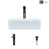 Rene 19" Rectangle Porcelain Bathroom Sink, White, with Faucet, R2-5007-W-R9-7003-ABR