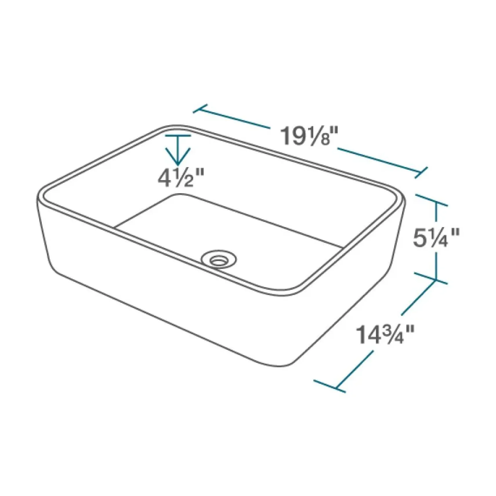 Rene 19" Rectangle Porcelain Bathroom Sink, White, with Faucet, R2-5007-W-R9-7003-ABR