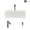 Rene 21" Rectangle Porcelain Bathroom Sink, Biscuit, with Faucet, R2-5018-B-R9-7008-BN