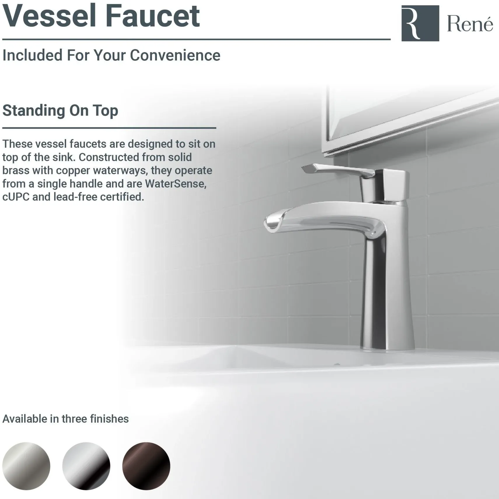 Rene 21" Rectangle Porcelain Bathroom Sink, Biscuit, with Faucet, R2-5018-B-R9-7008-BN