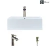 Rene 21" Rectangle Porcelain Bathroom Sink, White, with Faucet, R2-5018-W-R9-7008-BN