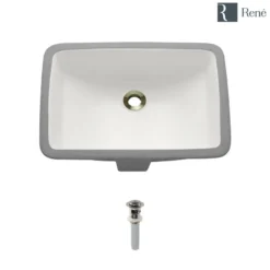 Rene 21" Rectangle Porcelain Bathroom Sink, Biscuit, R2-1002-B-PUD-BN