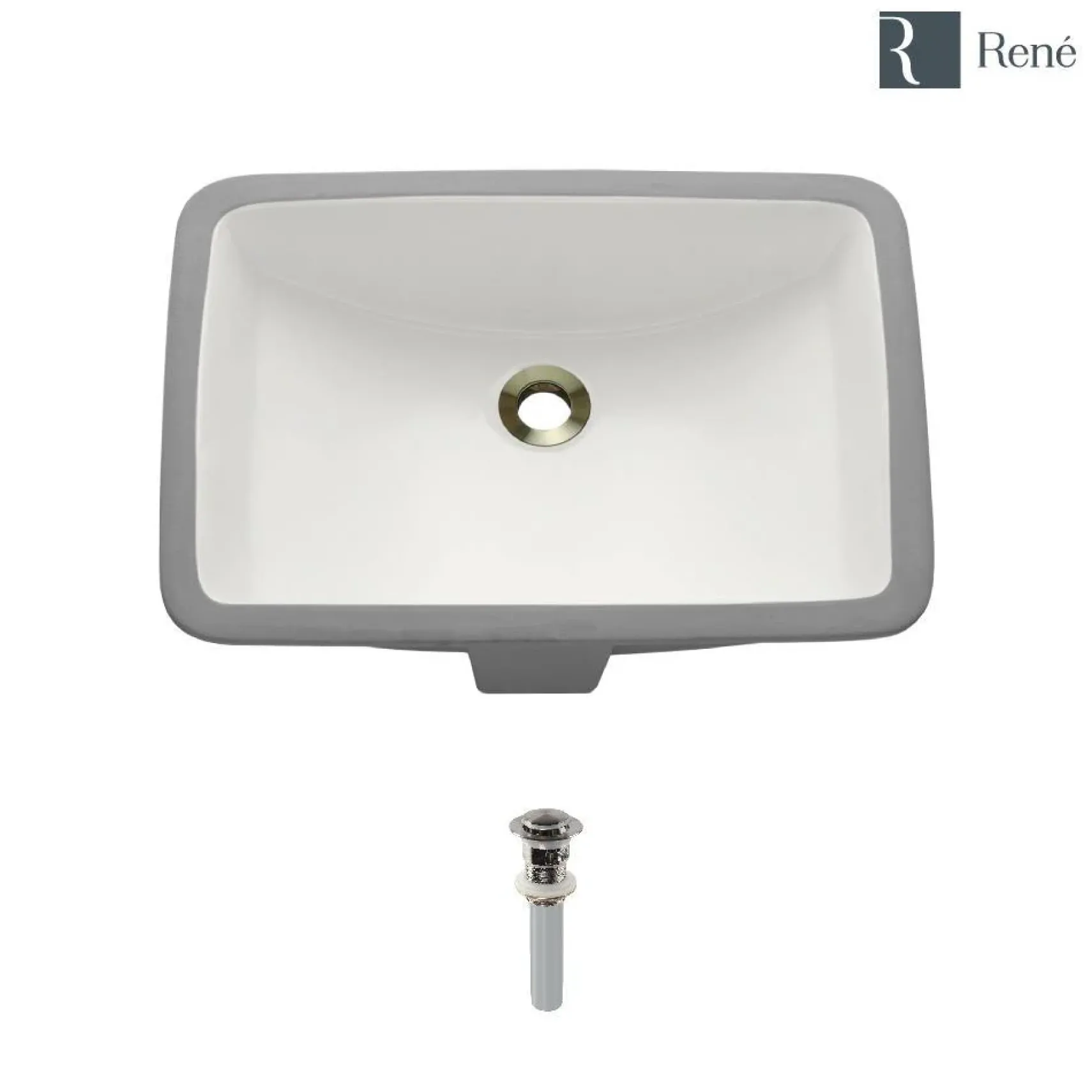 Rene 21" Rectangle Porcelain Bathroom Sink, Biscuit, R2-1002-B-PUD-BN