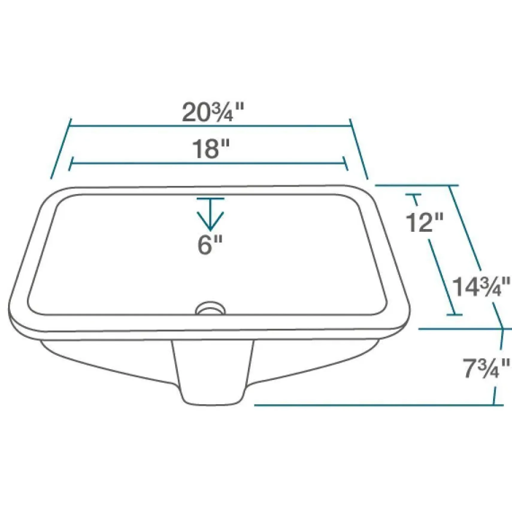 Rene 21" Rectangle Porcelain Bathroom Sink, Biscuit, R2-1002-B-PUD-BN