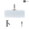 Rene 21" Rectangle Porcelain Bathroom Sink, White, with Faucet, R2-5018-W-R9-7009-C