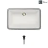 Rene 22" Rectangle Porcelain Bathroom Sink, Biscuit, R2-1001-B-PUD-ABR