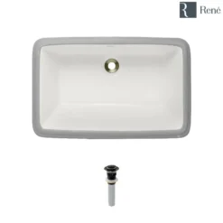 Rene 22" Rectangle Porcelain Bathroom Sink, Biscuit, R2-1001-B-PUD-ABR