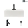 Rene 21" Rectangle Porcelain Bathroom Sink, Biscuit, with Faucet, R2-5018-B-R9-7009-ABR