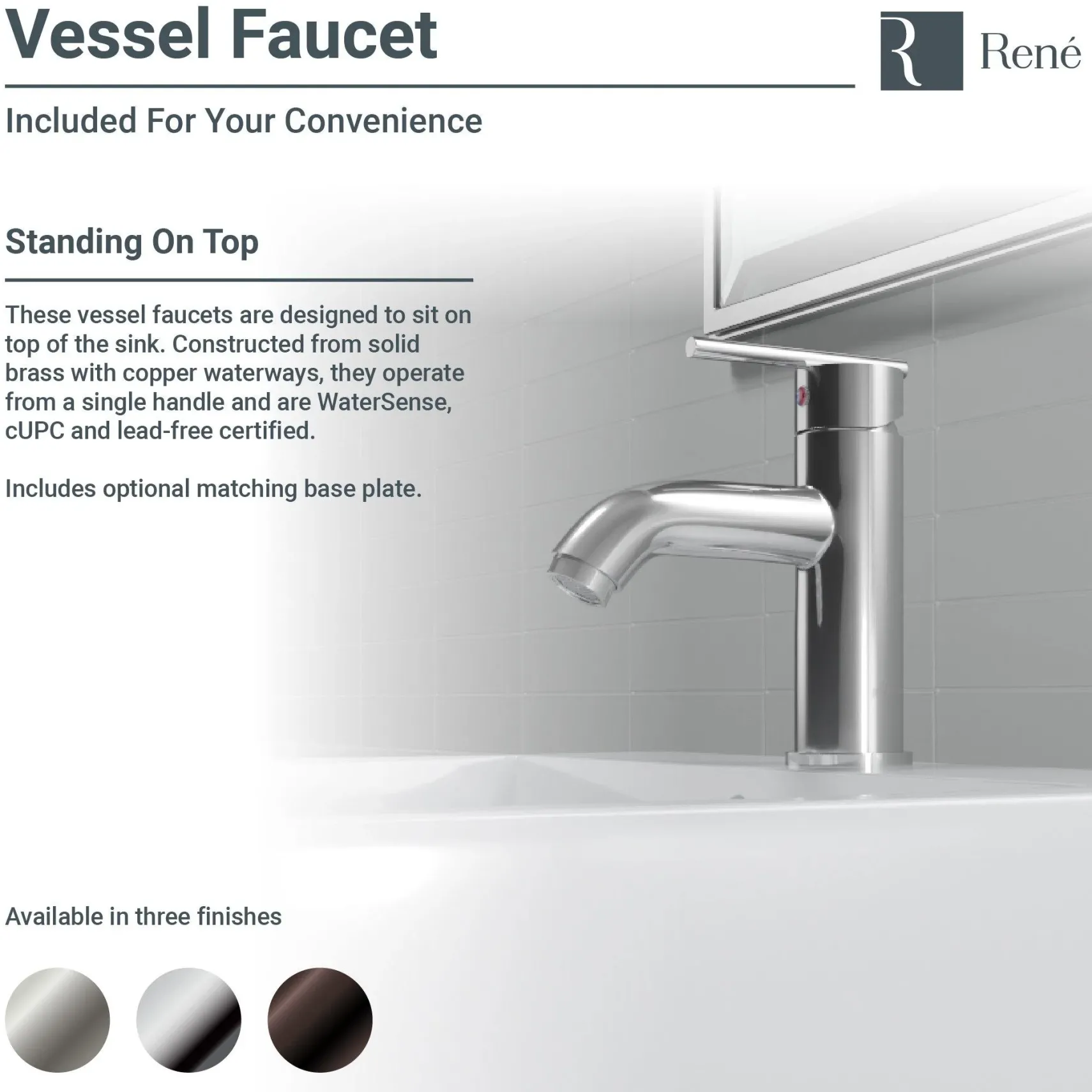 Rene 21" Rectangle Porcelain Bathroom Sink, Biscuit, with Faucet, R2-5018-B-R9-7009-ABR