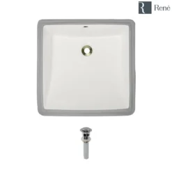 Rene 17" Rectangle Porcelain Bathroom Sink, Biscuit, R2-1003-B-PUD-C