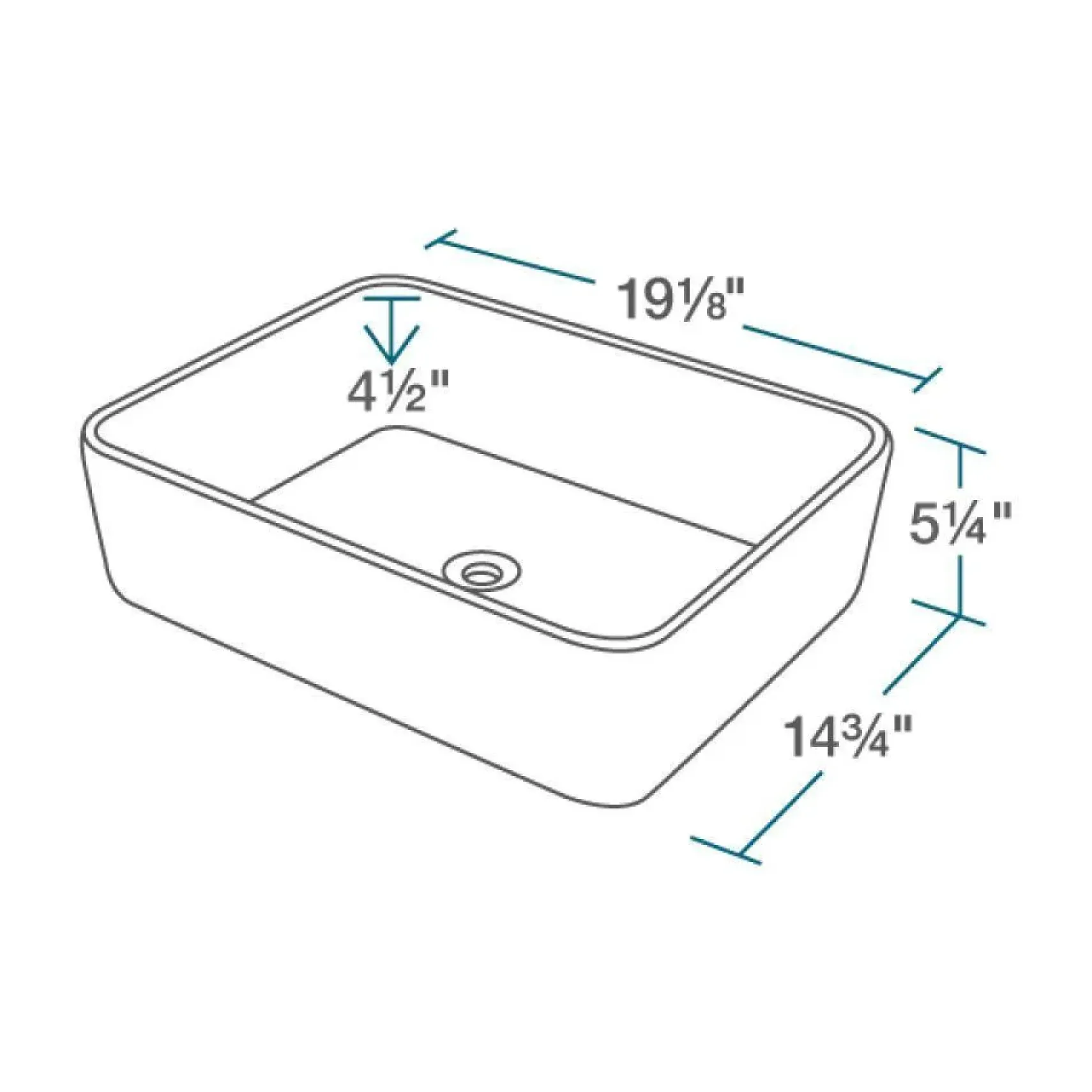 Rene 19" Rectangle Porcelain Bathroom Sink, Biscuit, with Faucet, R2-5007-B-R9-7001-BN