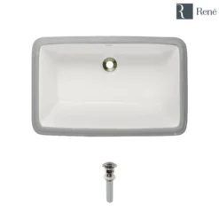 Rene 22" Rectangle Porcelain Bathroom Sink, Biscuit, R2-1001-B-PUD-BN