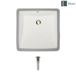 Rene 17" Rectangle Porcelain Bathroom Sink, Biscuit, R2-1003-B-PUD-BN