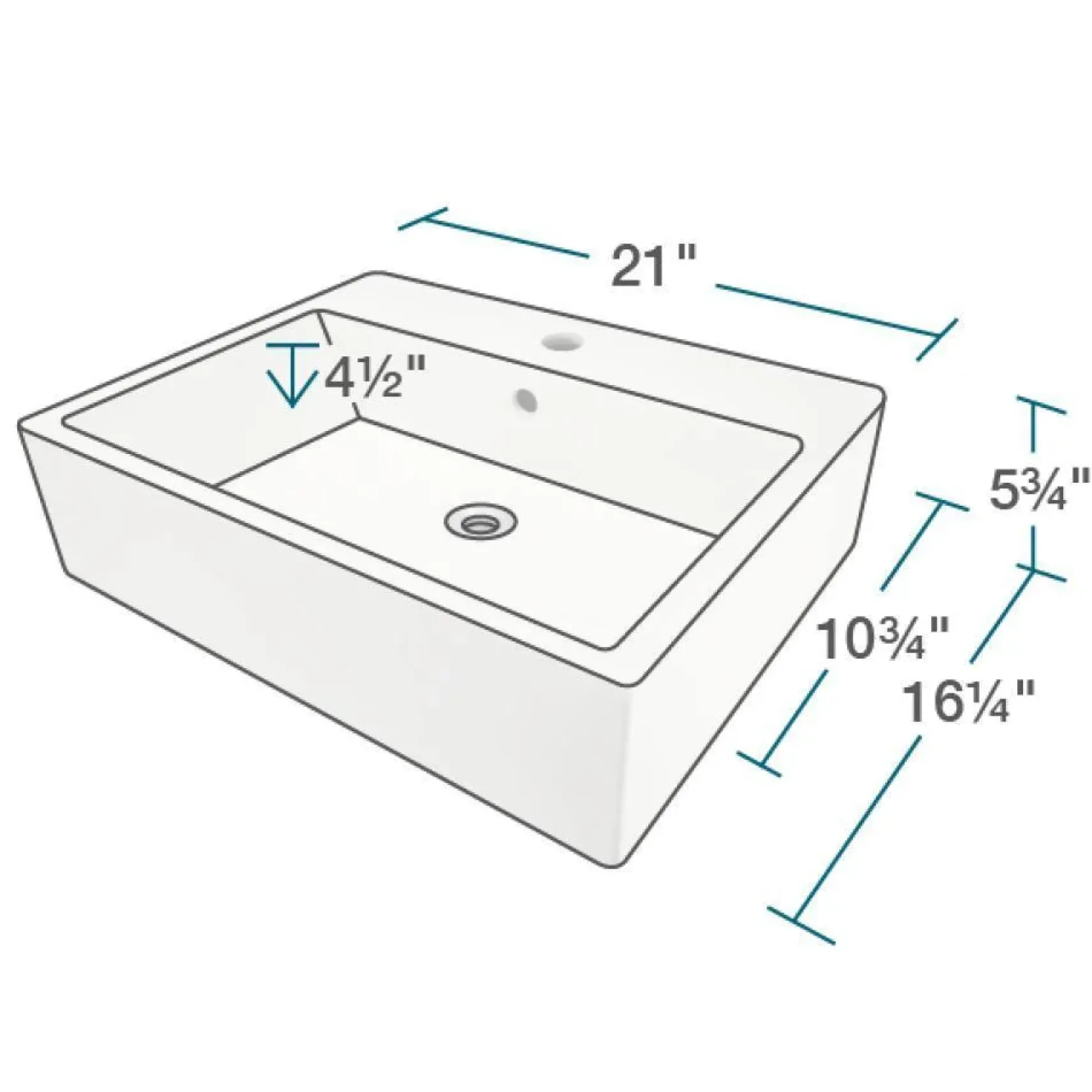 Rene 21" Rectangle Porcelain Bathroom Sink, Biscuit, with Faucet, R2-5018-B-R9-7005-BN