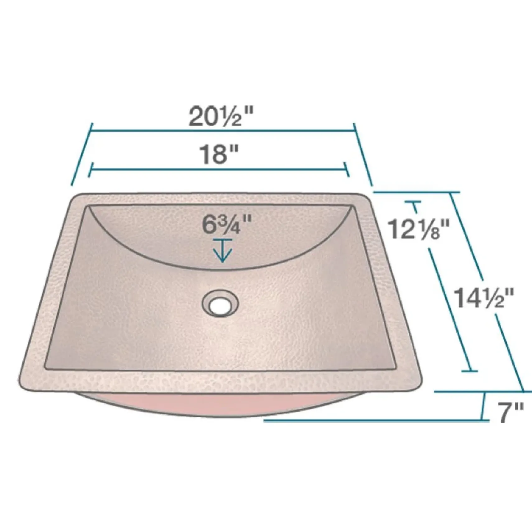 Rene 21" Rectangular Copper Bathroom Sink, R4-1006-GD-ABR