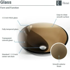 Rene 17" Round Glass Bathroom Sink, Cashmere, with Faucet, R5-5001-CAS-R9-7001-C