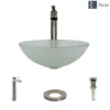 Rene 17" Round Glass Bathroom Sink, Frosted, with Faucet, R5-5002-R9-7007-BN