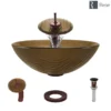 Rene 17" Round Glass Bathroom Sink, Beach Sand, with Faucet, R5-5025-WF-ORB